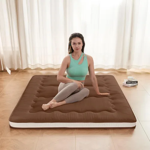 Miniatura 17 de Dr.Futon Colchón de Futón Japonés de Suelo Extra Grueso Plegable Enrollable Topper de Cama Tapete para Huésped, Tumbona y Viaje Grisoscuro