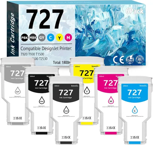 Cartuchos de tinta 727 de 10.1 fl oz de alto rendimiento de repuesto para tinta HP de 727 hp 727XL para tinta DesignJet T1530 T2500 T920 T930 T1500