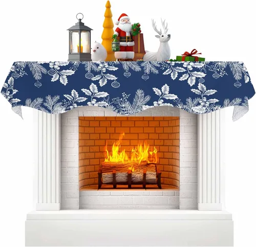 Miniatura 9 de Funda para bufanda de chimenea con diseño de copo de nieve dorado, para Navidad, Halloween, Acción de Gracias, otoño, decoración de interiores