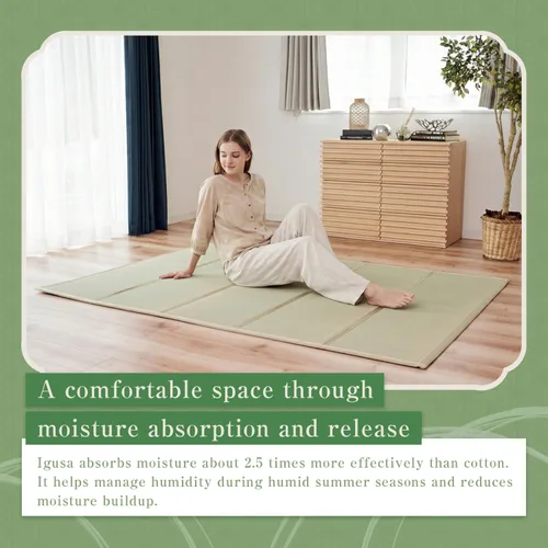 Miniatura 5 de Tatami Mat – Colchón plegable de tatami japonés Igusa, futón para dormir en el suelo de hierba rush, meditación, yoga Zen Tatami, individual XL por