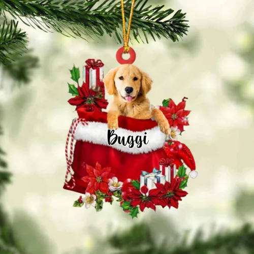Miniatura 179 de Perro Akita Inu personalizado en bolsa de regalo, adorno de Navidad, nombre personalizado, regalo para amantes de los perros, familia, Navidad