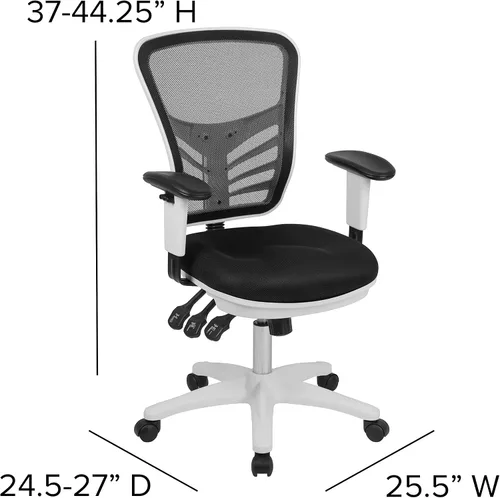 Miniatura 3 de Flash Furniture Nicholas Silla Giratoria de Respaldo Medio para Oficina y Videojuegos, Silla de Oficina Ergonómica de Malla con Soporte Lumbar Malla