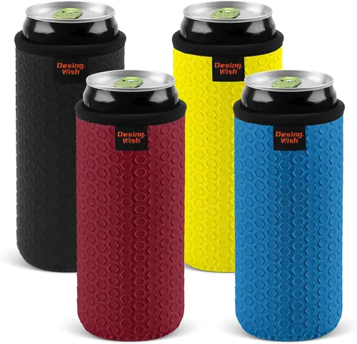 Miniatura 22 de 4 paquetes de fundas aisladas para latas delgadas de 12 onzas, con relieve en panal, fundas aisladas de neopreno para latas delgadas de refresco