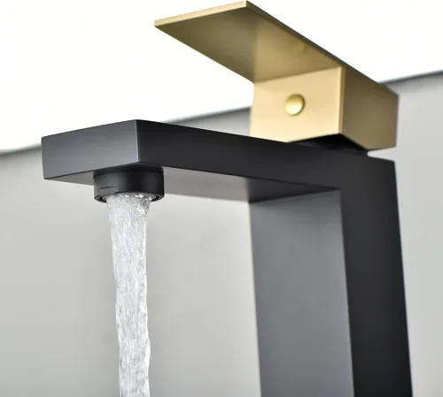 Miniatura 7 de sumerain Grifo de lavabo de baño negro y dorado grifo de baño 304 de acero inoxidable de una sola manija de un solo agujero