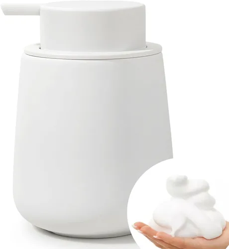 Miniatura 10 de Bosilunlife Dispensador de jabón espumoso de cerámica, dispensador de jabón de espuma de 12 onzas, dispensador de jabón líquido para encimera