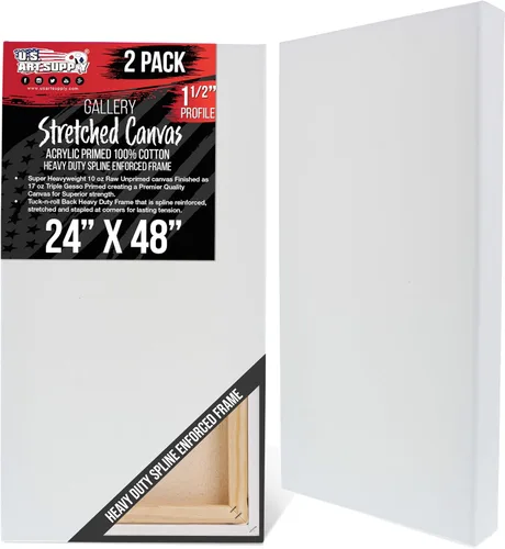 Miniatura 20 de U.S. Art Supply Lienzo estirado mediano para pintar de 12 x 48 pulgadas, profundidad de galería de 1-1/2 pulgadas de grosor, paquete de 2 – triple