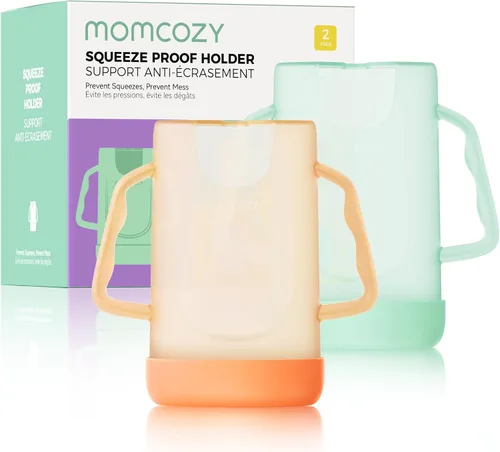 Miniatura 14 de Momcozy Soporte para bolsa de bebé sin apretar, soporte para caja de alimentos y jugos para bebés, sin desorden, fácil agarre para autoalimentación