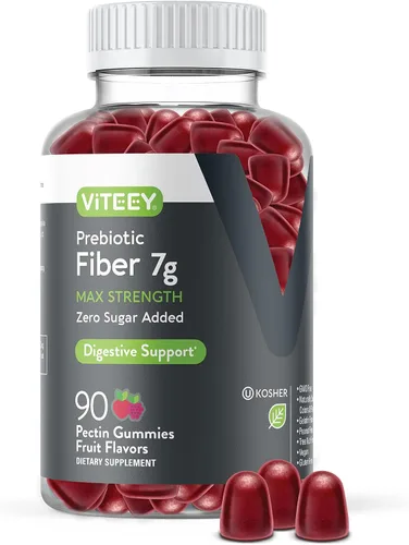 Viteey Gomitas de fibra prebiótica para adultos, 0.27 oz - Gomitas de suplemento de fibra soluble digestiva y salud intestinal - Cero azúcar
