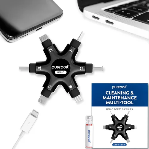 Kit de Limpieza Multi-Herramienta PurePort USB-C | Limpia, repara y restaura puertos USB C y cables de teléfono celular, tableta y portátil |