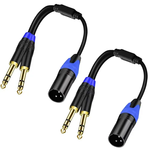 Miniatura 10 de Cable de micrófono doble de 0.250 in de 1/4 pulgadas a XLR, cable de conexión divisor en Y de audio macho de 0.250 in a XLR, cable adaptador