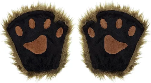 Miniatura 39 de Guantes de garra para disfraz de Halloween, medio dedo, lobo, oso, gato, guantes, guantes de piel sintética para mascarada, cosplay, utilería de mano