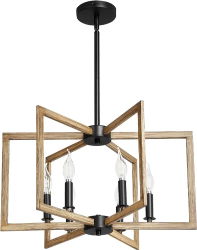 Miniatura 18 de VEVOR Candelabro de 6 Luces, Candelabro de Metal Estilo Granja, Altura Ajustable, Lámpara Colgante de Comedor para Techos, Candelabro Moderno
