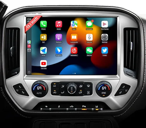 Miniatura 14 de Actualización estéreo de radio QLED de 13.1 pulgadas para Chevy Silverado y GMC Sierra 2014-2018, unidad principal de 8 núcleos con CarPlay/Android