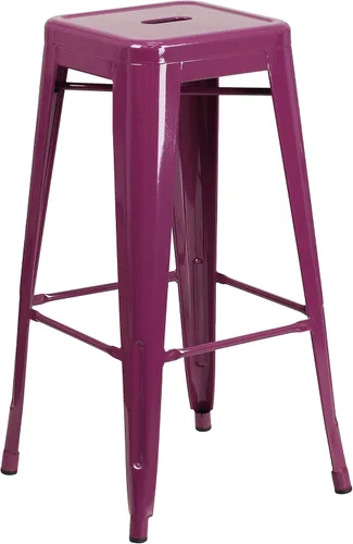 Miniatura 25 de Flash Furniture Lily - Juego de 4 taburetes de bar de metal rojo sin respaldo de 30 pulgadas de alto grado comercial para interiores y exteriores