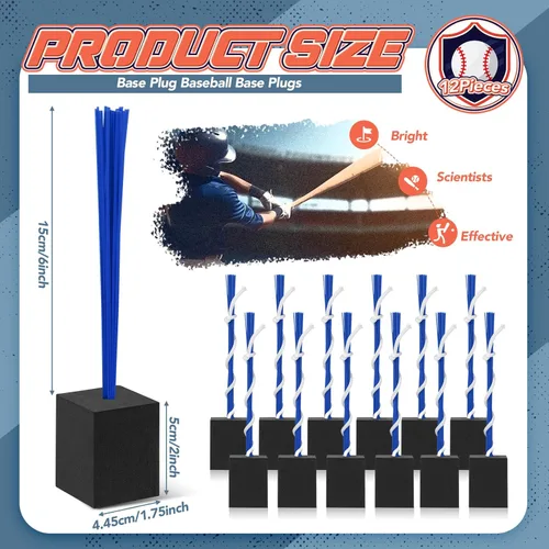 Miniatura 2 de Shappy 12 tapones de base de béisbol con borla, tapones de anclaje resistentes para campo de béisbol y accesorios de sóftbol Azul