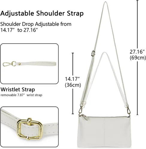 Miniatura 4 de YALUXE Clutch Wristlet - Cartera de piel auténtica con bloqueo RFID y cadena de hombro