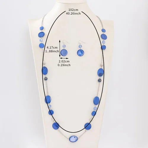 Miniatura 5 de Collares largos de cuentas para mujer, cadena de eslabones multicolor, juego de aretes, cuentas de piedra de concha, collar de moda, regalo