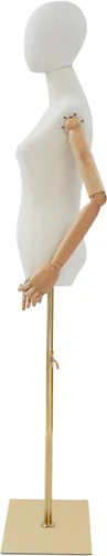Miniatura 3 de Vestido de maniquí femenino con forma de torso, cuerpo de maniquí con cabeza desmontable, manos de madera y base de metal para exhibición de joyas