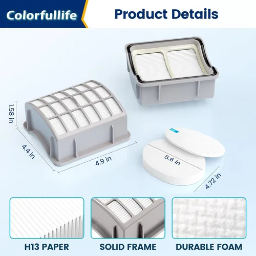 Miniatura 4 de Colorfullife 4 filtros de espuma + 2 HEPA para Shark Navigator Professional NV70, NV80, NVC80C, UV420 Shark Rotator Professional XL Capacidad NV90