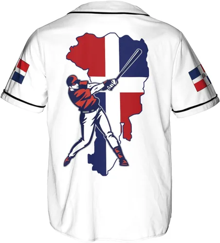 Miniatura 3 de Royal Fight - Camiseta de béisbol dominicana personalizada con la bandera de República Dominicana