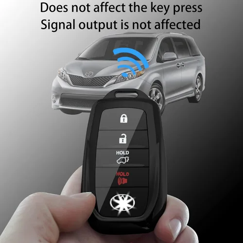 Miniatura 6 de Kirsnda para llavero Toyota, estuche con cadena, Funda protectora de TPU de 360 grados compatible con Venza 2021-2022, RAV4 Prime, Sienna, Land Negro