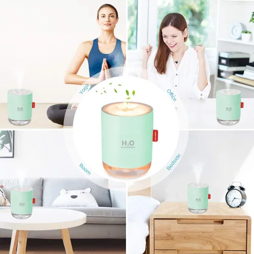 Miniatura 7 de Mini humidificador portátil verde, 16.9 fl oz, pequeño humidificador de escritorio USB de niebla fría para dormitorio de bebé, viajes, oficina