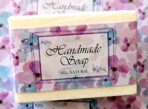 Miniatura 4 de Cinta de papel de envoltura para barra de jabón casera, productos hechos a mano, horizontal, 20 piezas (Celeste Floral)