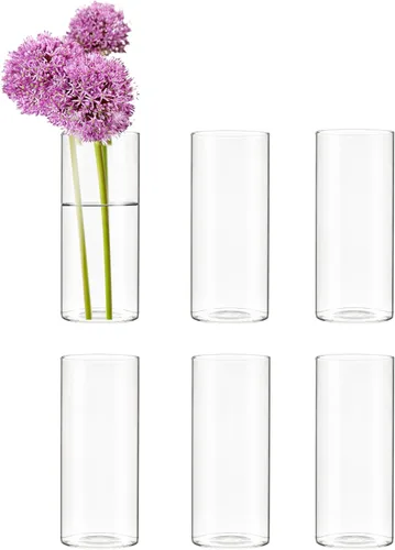 Miniatura 12 de CYS EXCEL Juego de 6 jarrones de cristal pequeños, pequeños jarrones de flores transparentes para centros de mesa de boda, decoración de mesa