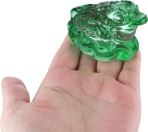Miniatura 7 de MDLUU Paquete de 2 estatuas de sapo de dinero, ranas de la fortuna de cristal Feng Shui, amuleto de buena suerte para caja registradora, escritorio