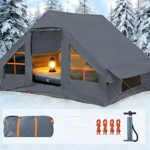 Miniatura 9 de Carpas inflables para acampar - Tienda de glamping fácil de inflar con bomba manual, tienda inflable de aire de PVC impermeable para acampar