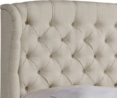 Miniatura 7 de Rosevera Issac - Cama con cabecera ajustable de diseño distintivo y marco de cama acolchado con botones, tamaño King, beige clásico Gris clásico