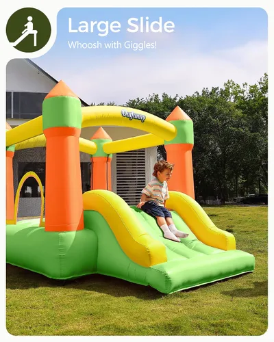 Miniatura 4 de Outfunny Casa inflable inflable para interiores con tobogán, casa inflable para niños de 3 a 8 años, área de rebote de 6 x 6 pies, capacidad de 300