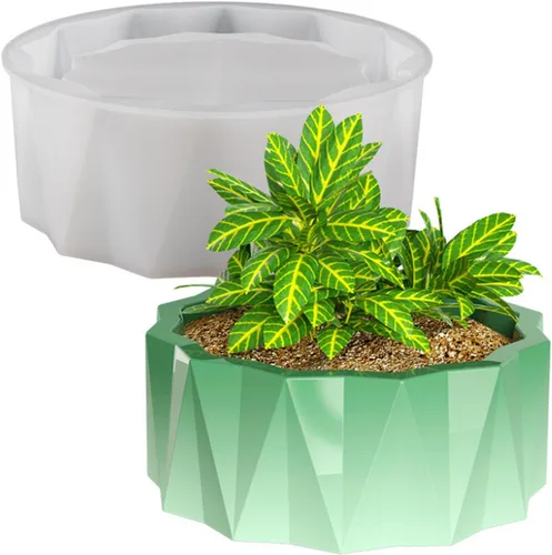 Miniatura 11 de Molde de silicona con diseño de rayas verticales de boca ancha para suculentas, jarrón de cactus para hormigón, resina epoxi, soporte