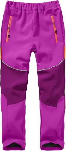 Toomett Pantalones cargo de nieve para niños, niñas y niños al aire libre con forro polar suave Shell senderismo pesca esquí pantalones aislados