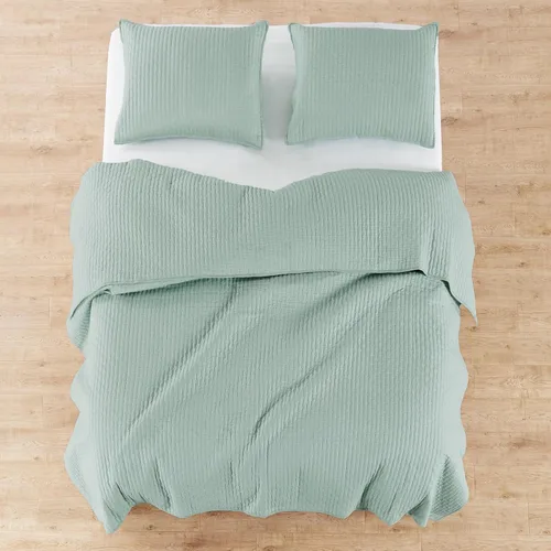 Miniatura 7 de Levtex Home - Juego de edredón reversible con punto de cruz tamaño Queen (104x106 pulgadas) con 2 fundas de almohada (26x20 pulgadas) - Textura
