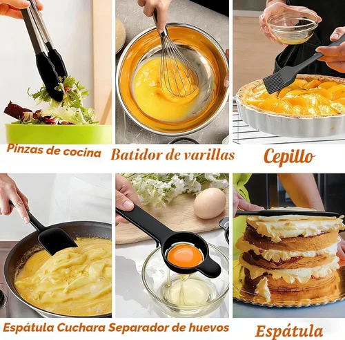 Miniatura 4 de Umite Chef, 26 piezas de juego de cuencos de acero inoxidable con tapas herméticas, 3 accesorios ralladores y fondo antideslizante negro, tamaño 7