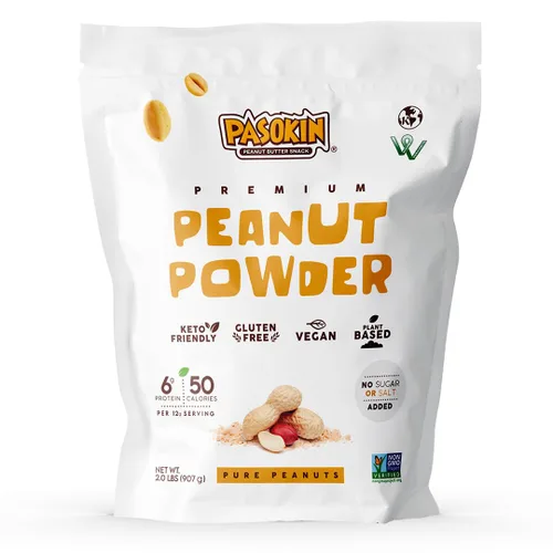 Pasokin Polvo de proteína de maní 100% natural, mantequilla de maní en polvo sin gluten, de maní alto oleico prensado en frío, a granel, sin azúcar