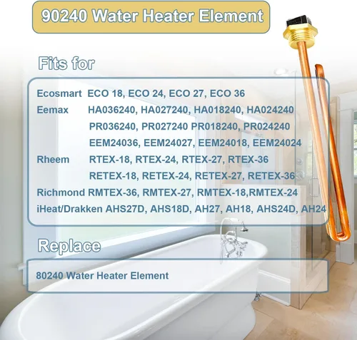 Miniatura 2 de Elemento calefactor HE 90240, para Ecosmart ECO 18 24 27 36, Rheem, Eemax, calentadores de agua eléctricos sin tanque Richmond, repuesto 80240