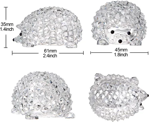 Miniatura 4 de LONGWIN Mini estatuas de vidrio erizo de cristal figuras coleccionables de animales de cristal adornos decorativos de mesa para el hogar
