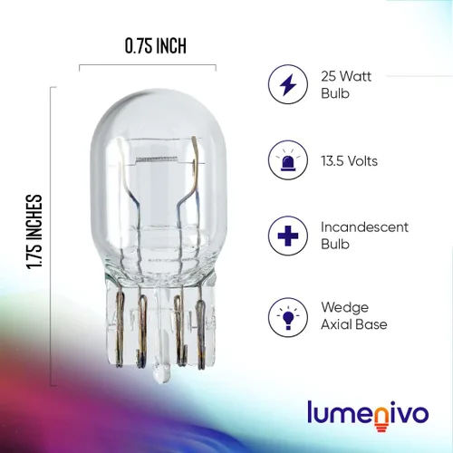 Miniatura 2 de lumenivo Repuesto para bombillas Philips 7443 en miniatura automotrices de 25 W 13.5 V T6.5 base de cuña para luz trasera de freno, respaldo