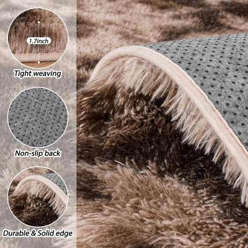 Miniatura 142 de Alfombras de área de 8x10 para sala de estar, alfombra shaggy grande ultra suave y esponjosa para dormitorio, alfombras de felpa mullida Blanco crema
