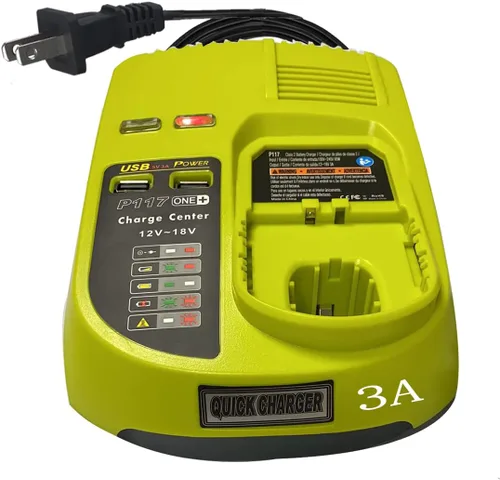 Reemplaza el cargador de batería de 18 V ryobi P117 P118 P119 Química dual para cargar la batería Ryobi de iones de litio y Ni-cad Ni-Mh 12V 14.4V