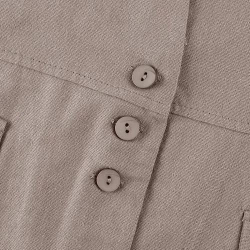 Miniatura 5 de COTECRAM Chaleco de lino de algodón para mujer, casual, vintage, sin mangas, con botones, a la moda, suelto, ligero, ropa de abrigo