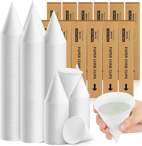 Miniatura 20 de Roshtia 800 tazas de cono de papel gruesas desechables para hielo afeitado, dispensador de enfriador de agua para granizados, color blanco
