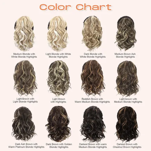 Miniatura 5 de SEIKEA 10" Extensión de Cola de Caballo Corta con Destacado de Garra, PT001 Ella Cabello Ondulado y Rizado Grueso, Clip de Mandíbula