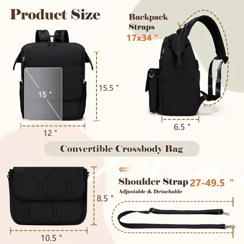Miniatura 4 de miss fong Mochila para Pañales - Bolsa de Pañales para Bebé Mochila de Viaje para Pañales con Almohadilla Cambiadora de Pañales Mochila para Bebé
