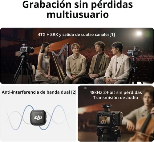 Miniatura 2 de DJI Mic 3 (2 TX + 1 RX + Estuche de Carga), Micrófono Inalámbrico para iPhone/Cámara/Android, Ultraligero, Control de Ganancia Adaptativo
