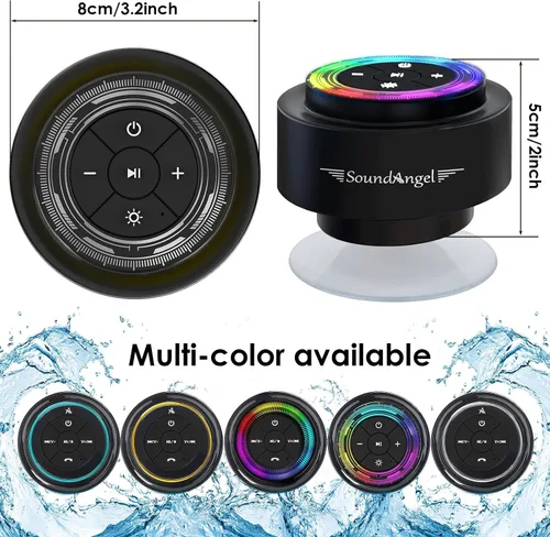 Miniatura 8 de SoundAngel Mate (2.ª generación) Altavoz de ducha Bluetooth, certificado IPX7 impermeable, sonido cristalino de 8W y graves ricos, 12H de Luz