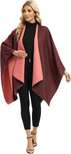 Miniatura 13 de Femdouce Manta cálida para mujer, ligera, con frente abierto, capa tipo poncho para primavera, otoño e invierno