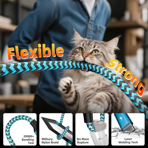 Miniatura 4 de Cable divisor USB C multi carga para múltiples dispositivos, cable de carga rápido 4 en 1, cable de carga de teléfono USB C trenzado con 4